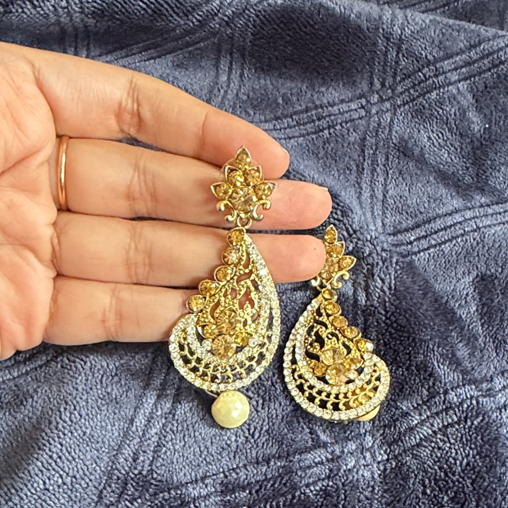 Elegant Gold and Silver Drop Earrings